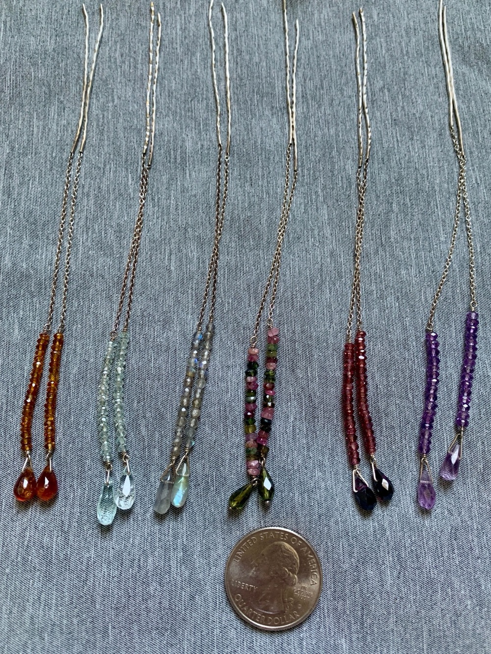 Chan Luu Threader Earrings - Tourmaline - Picture 7 of 10